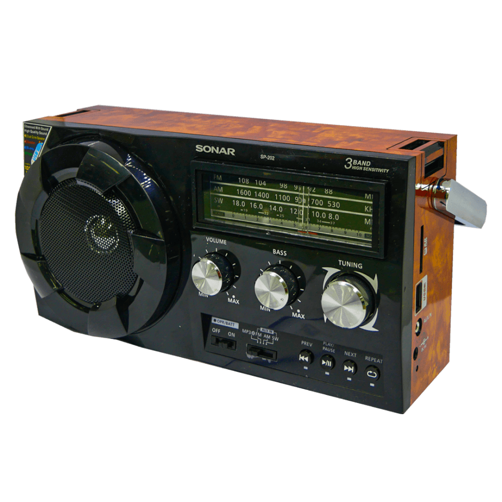 วิทยุทรานซิสเตอร์บลูทูธ FM/AM  SONAR รุ่น SP-202 สีน้ำตาลลายไม้